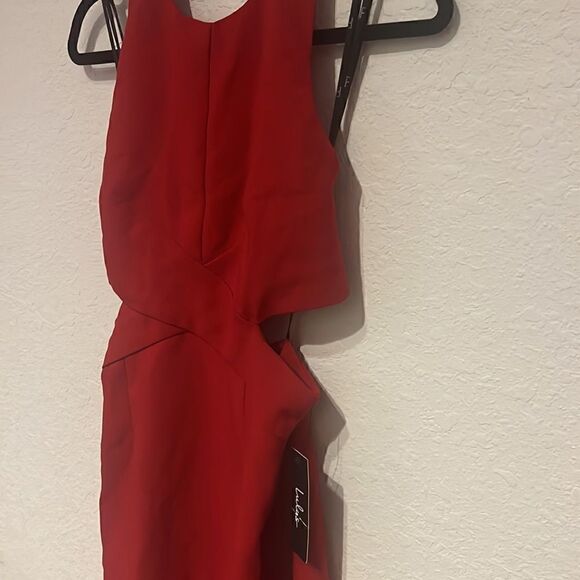 NWT New Open Back Red Lulu’s Dress - Zie and Zip Back - Neck Button - Picture 2 of 6